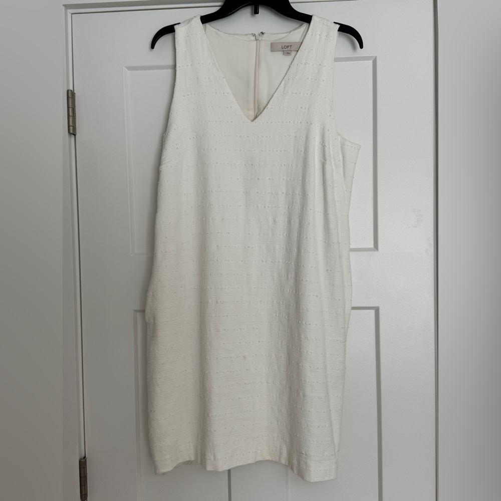 LOFT Women's Cream Textured Mini Dress